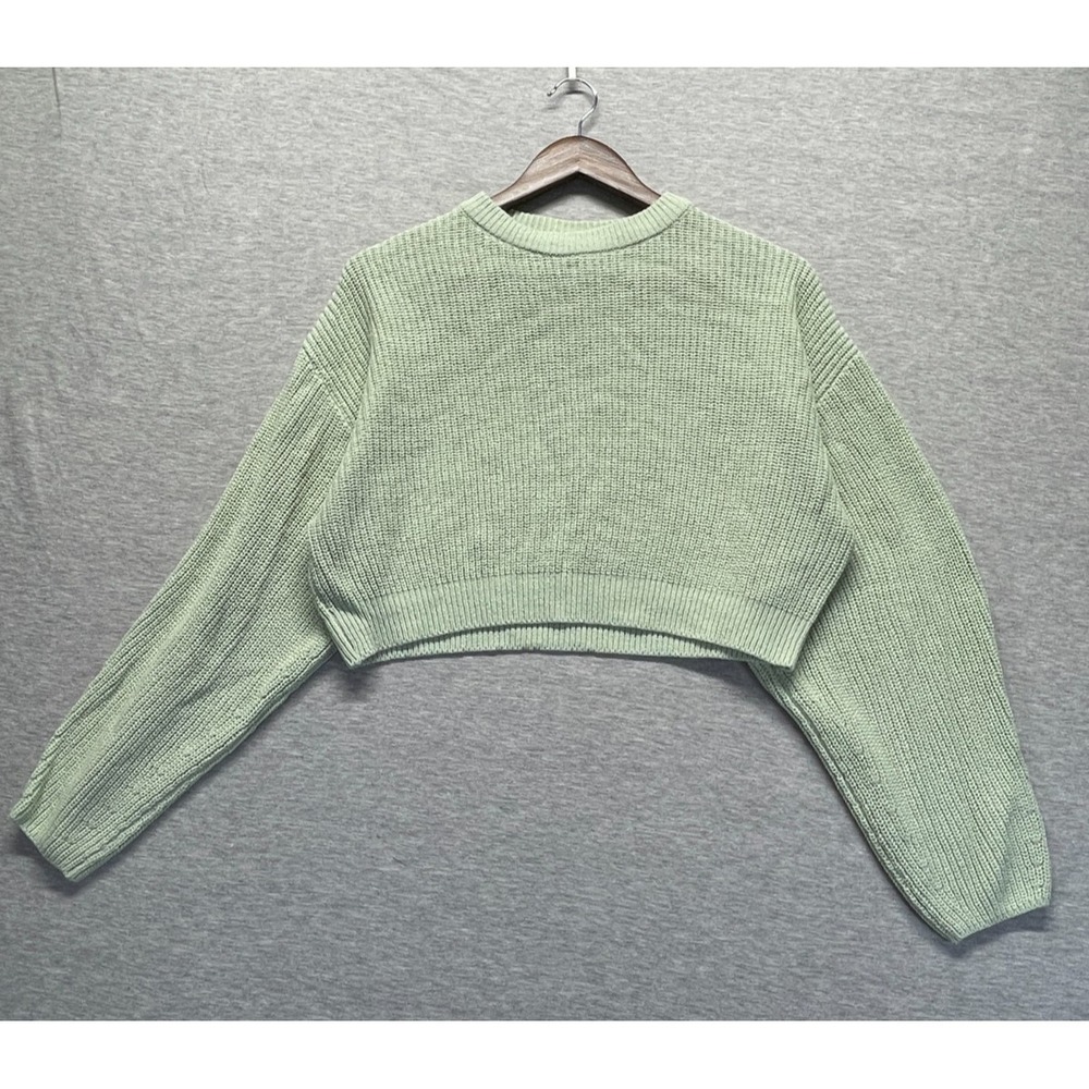 H&M Divided Cropped Sweater Womens Small Mint Green Acrylic Chunky Knit Winter